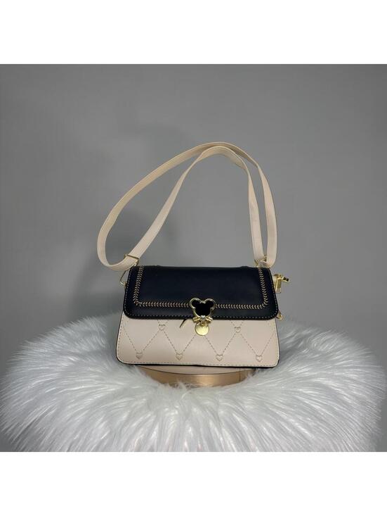 Handbags - Disney Mickey Mouse Cream Black Shoulder Bag Quilted Crossbody Purse